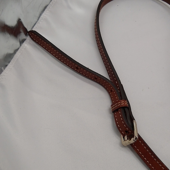 Dooney & Bourke Crossbody Bag Navy Blue Brown Pebbled Leather Adjustable - Picture 6 of 15